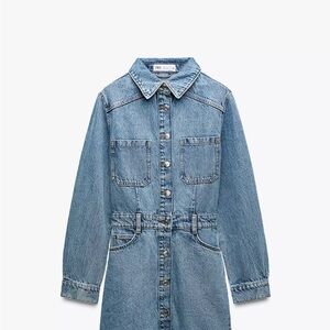 Zara Light Blue Denim Shirt Dress